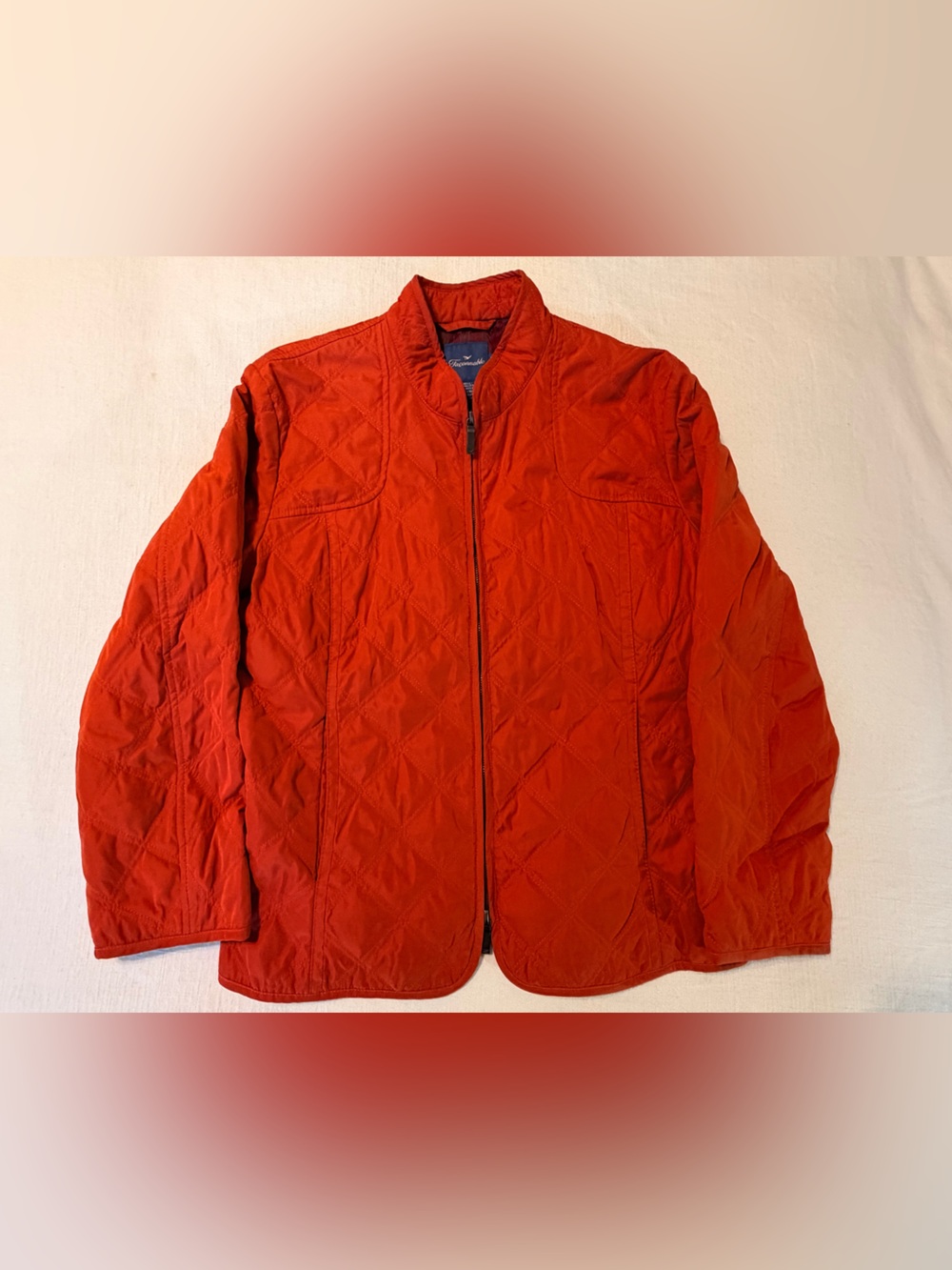 Faconnable Quilted Orange-Red Zip Jacket